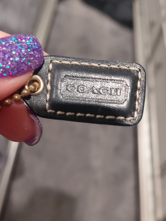 Coach Other - Coach Black Leather Hang Tag with Gold Bead Chain